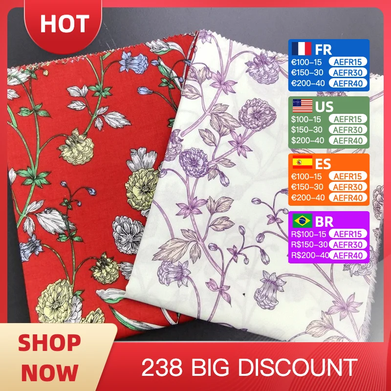 Hot selling Pure cotton Flower Vine Flower pattern fabric manual DIY sewing clothing dress 100 cotton fabric
Hot selling Pure cotton Flower Vine Flower pattern fabric manual DIY sewing clothing dress 100 cotton fabric