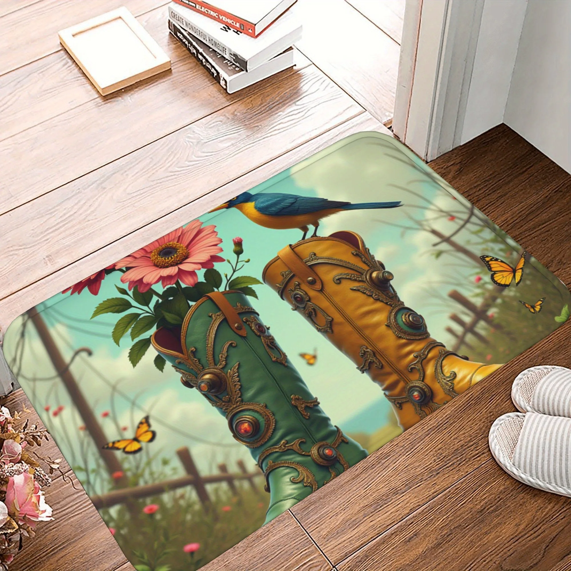 1PC Bohemain Boots With Bird Kitchen Rug Non-Slip Door Mat Pop design Bathroom Rug Bath Mat Carpet for Home Sink Laundry Decor
1PC Bohemain Boots With Bird Kitchen Rug Non-Slip Door Mat Pop design Bathroom Rug Bath Mat Carpet for Home Sink Laundry Decor