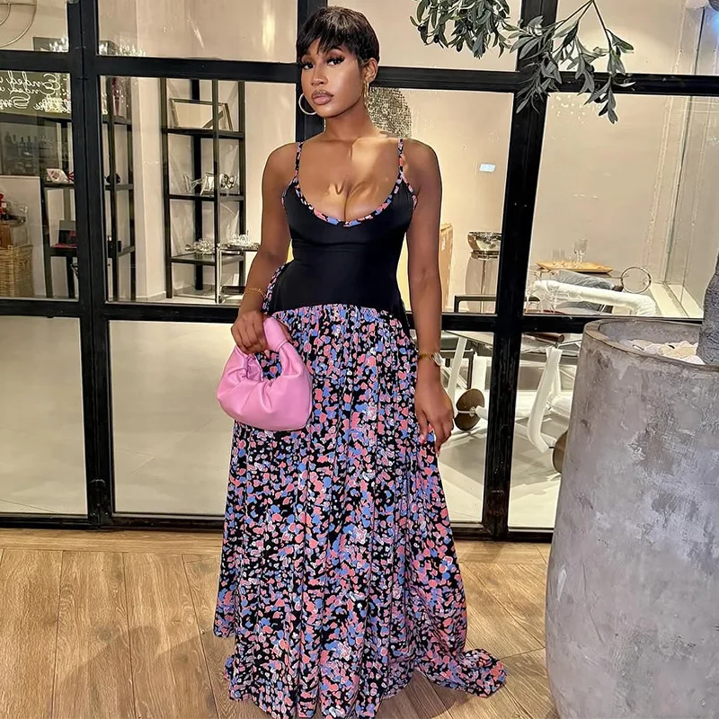 New temperament V-neck printed high-waisted pleated skirt long suspender dress fashionable simple and versatile elegant holiday
New temperament V-neck printed high-waisted pleated skirt long suspender dress fashionable simple and versatile elegant holiday