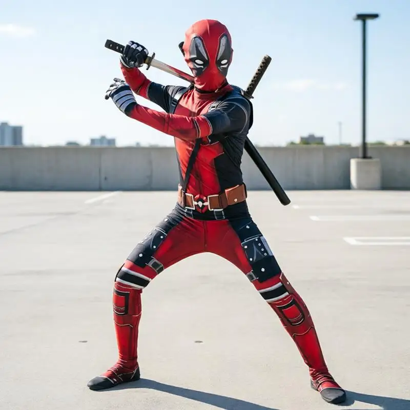 Cosplay Deadpool Costume Suit Movie Cos Bodysuit Jumpsuit Sword Set Festival Gift Halloween Party Stage Perform Clothing
Cosplay Deadpool Costume Suit Movie Cos Bodysuit Jumpsuit Sword Set Festival Gift Halloween Party Stage Perform Clothing