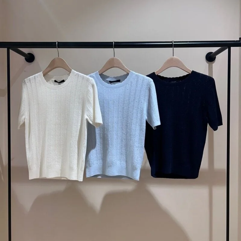Korean Style Silk Wool Short Sleeve Knitted round Neck Hollow out Commute Versatile Slimming Top Women's Fashion Summer Thin
Korean Style Silk Wool Short Sleeve Knitted round Neck Hollow out Commute Versatile Slimming Top Women's Fashion Summer Thin