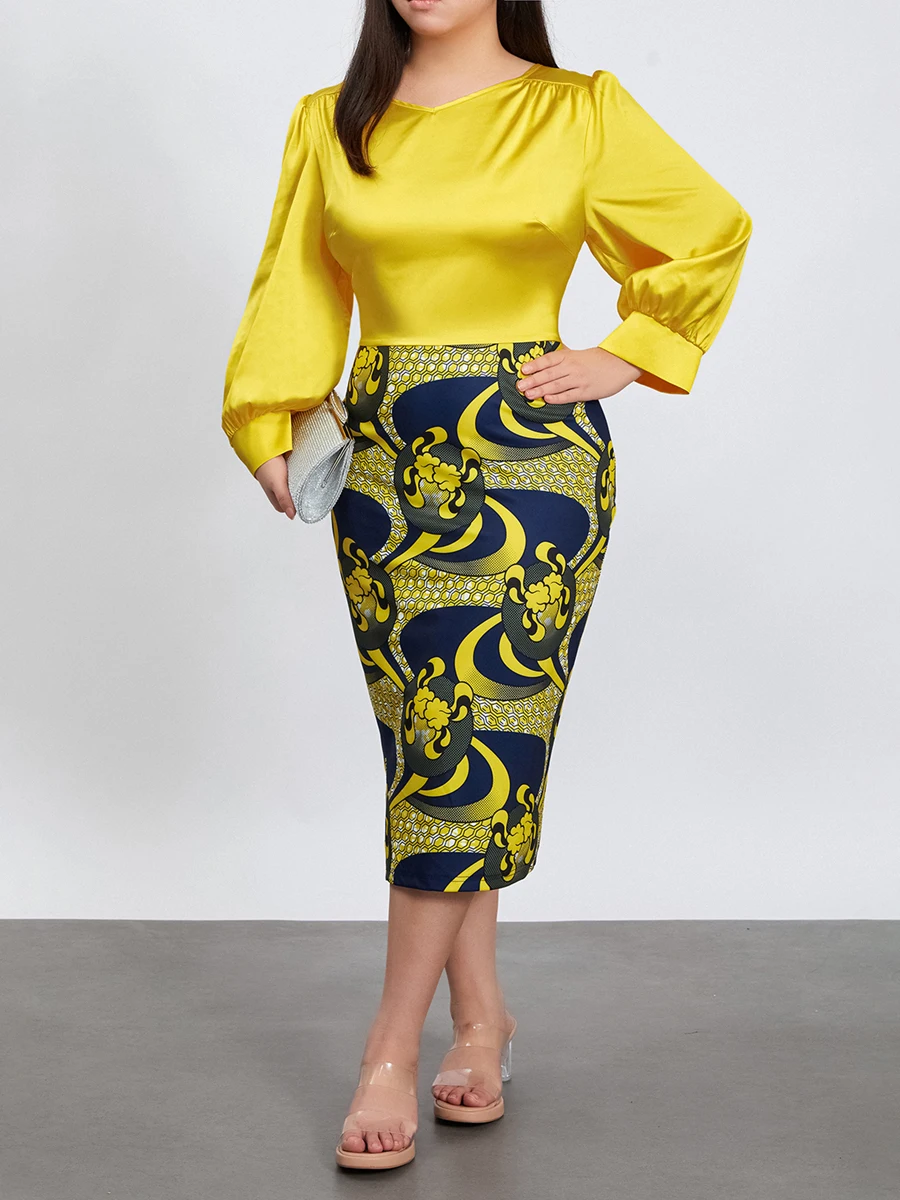 Women Midi Dress Long Sleeve Dress Crew Neck Printed Patchwork Slit Dress Fall Dress
Women Midi Dress Long Sleeve Dress Crew Neck Printed Patchwork Slit Dress Fall Dress