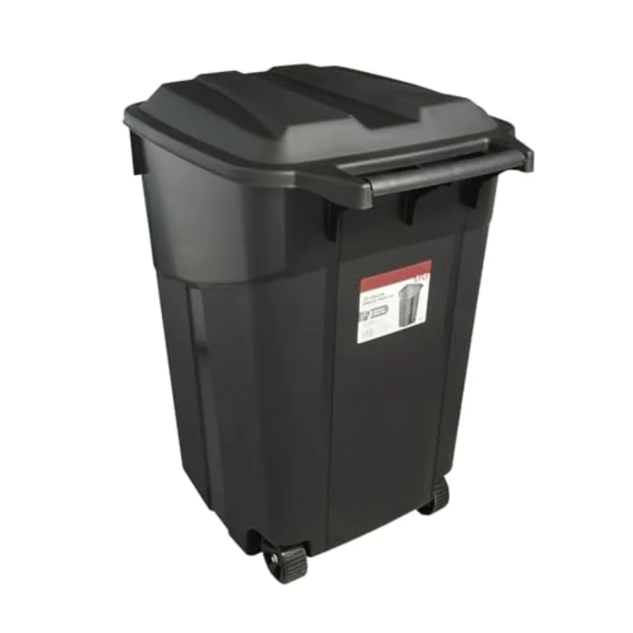 45-Gallon Wheeled Heavy-Duty Plastic Trash Can with Attached Click-Lock Lid, Black
45-Gallon Wheeled Heavy-Duty Plastic Trash Can with Attached Click-Lock Lid, Black