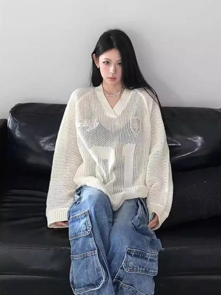 Retro V Neck Mesh Hollow Out Long Sleeve T-shirt Summer Sporty Knitted Women T-shirts Oversized Casual Jersey Protection Top
Retro V Neck Mesh Hollow Out Long Sleeve T-shirt Summer Sporty Knitted Women T-shirts Oversized Casual Jersey Protection Top