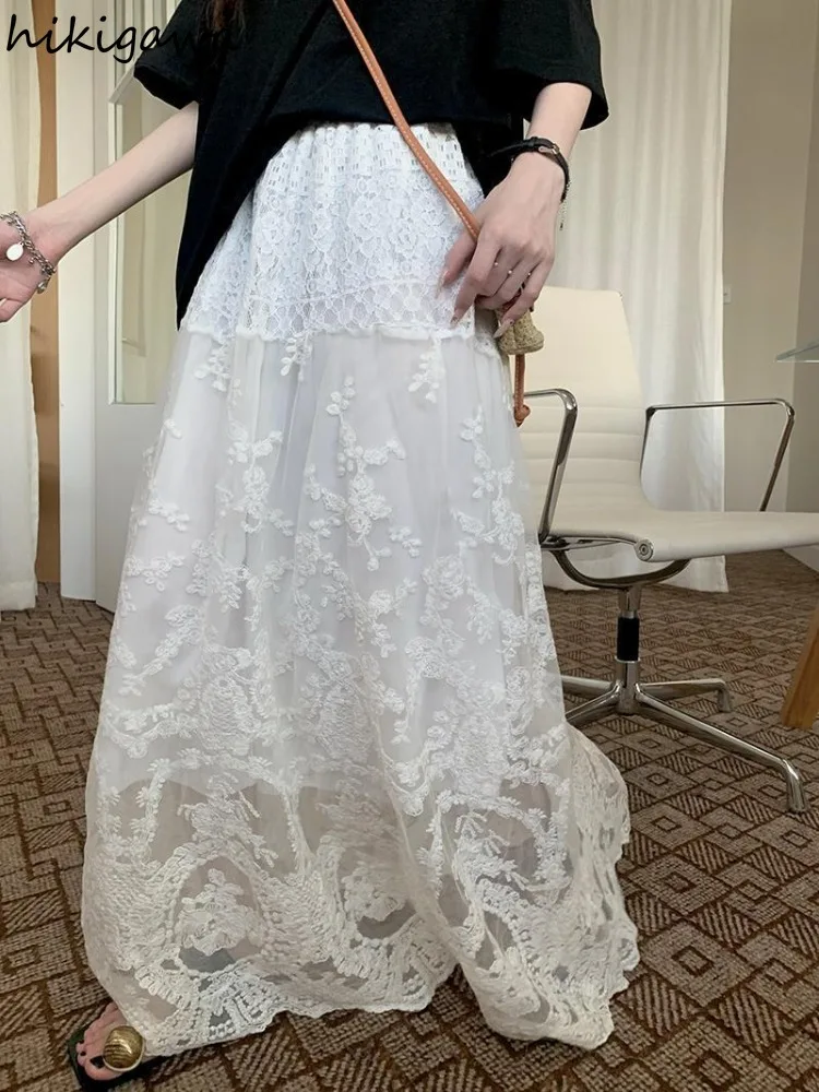 Sweet Long Korean for Women High Waist A-line White Jupe 2025 Faldas Mujer De Moda Fashion Loose Saia Lace White Summer Skirt
Sweet Long Korean for Women High Waist A-line White Jupe 2025 Faldas Mujer De Moda Fashion Loose Saia Lace White Summer Skirt