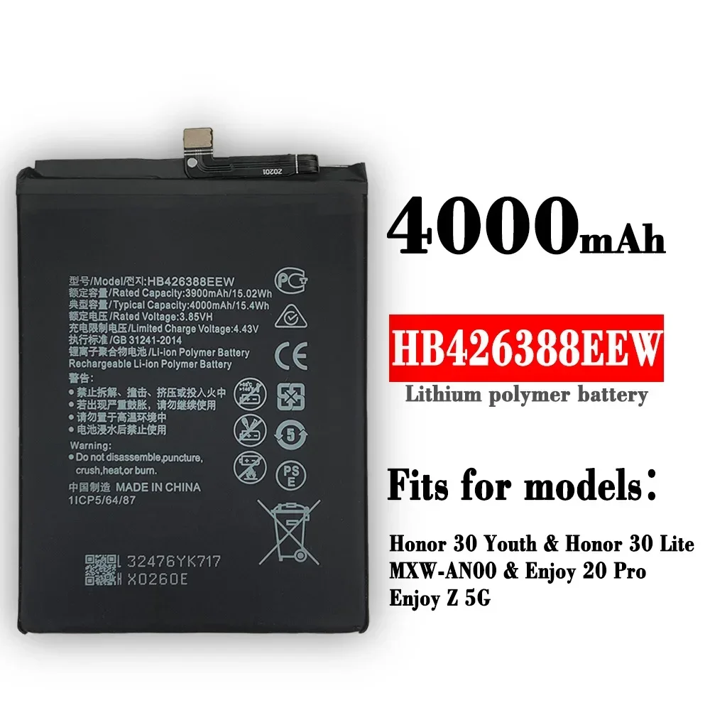 HB 426388 Высококачественная сменная батарея EEW для HUAWEI Glory 30 Lite Enjoy 20 Pro, литиевые батареи для мобильных телефонов
HB 426388 Высококачественная сменная батарея EEW для HUAWEI Glory 30 Lite Enjoy 20 Pro, литиевые батареи для мобильных телефонов