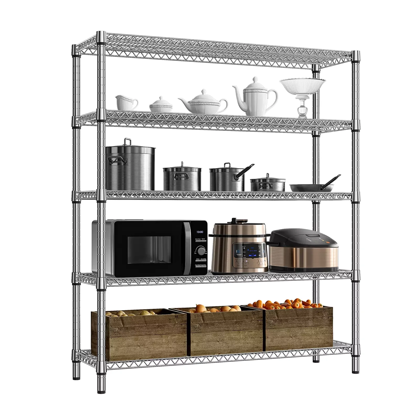 5 Tier Wire Shelves Rack Heavy Duty Storage Shelving Industrial Shelf Garage 70"
5 Tier Wire Shelves Rack Heavy Duty Storage Shelving Industrial Shelf Garage 70"