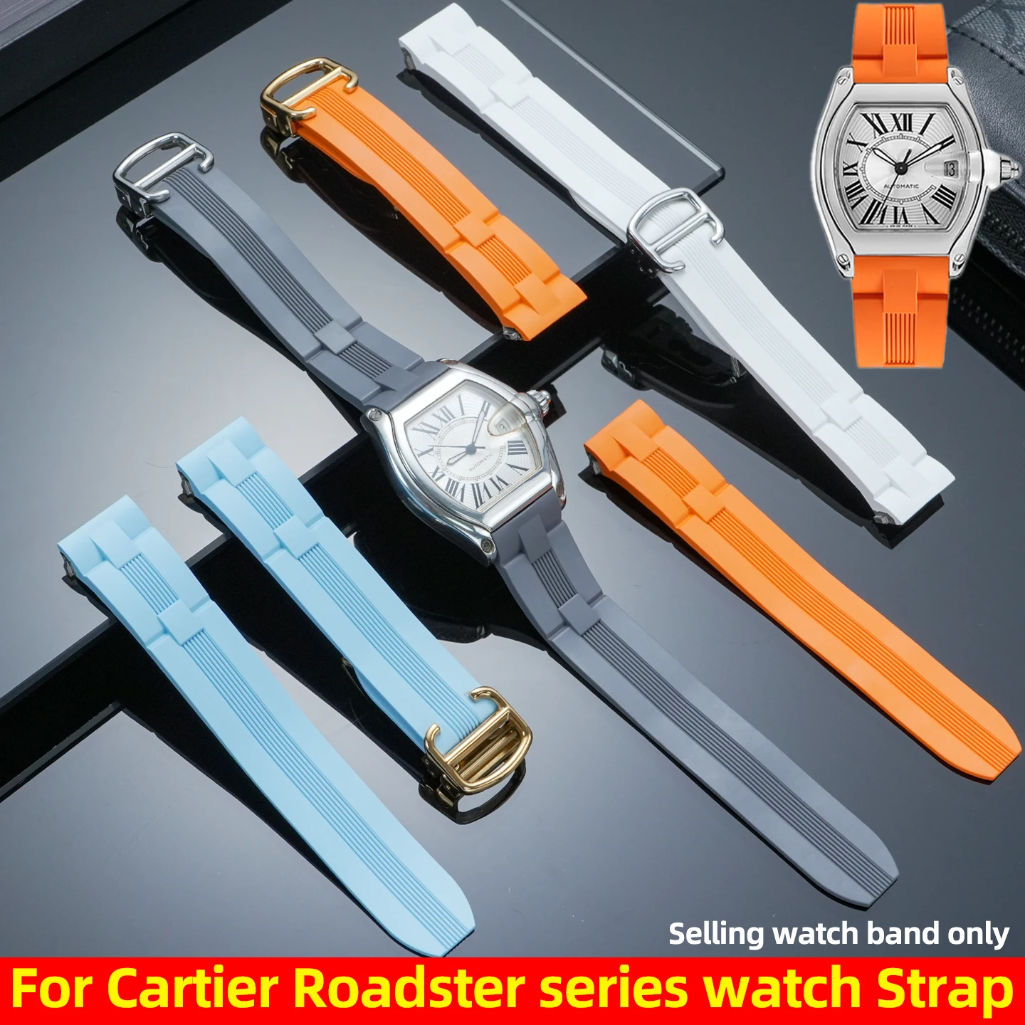 High grade fluorine rubber Strap For Cartier Roadster series W6206018 WE500260 W6206017 Men's Watch Band Quick-release Interface
High grade fluorine rubber Strap For Cartier Roadster series W6206018 WE500260 W6206017 Men's Watch Band Quick-release Interface