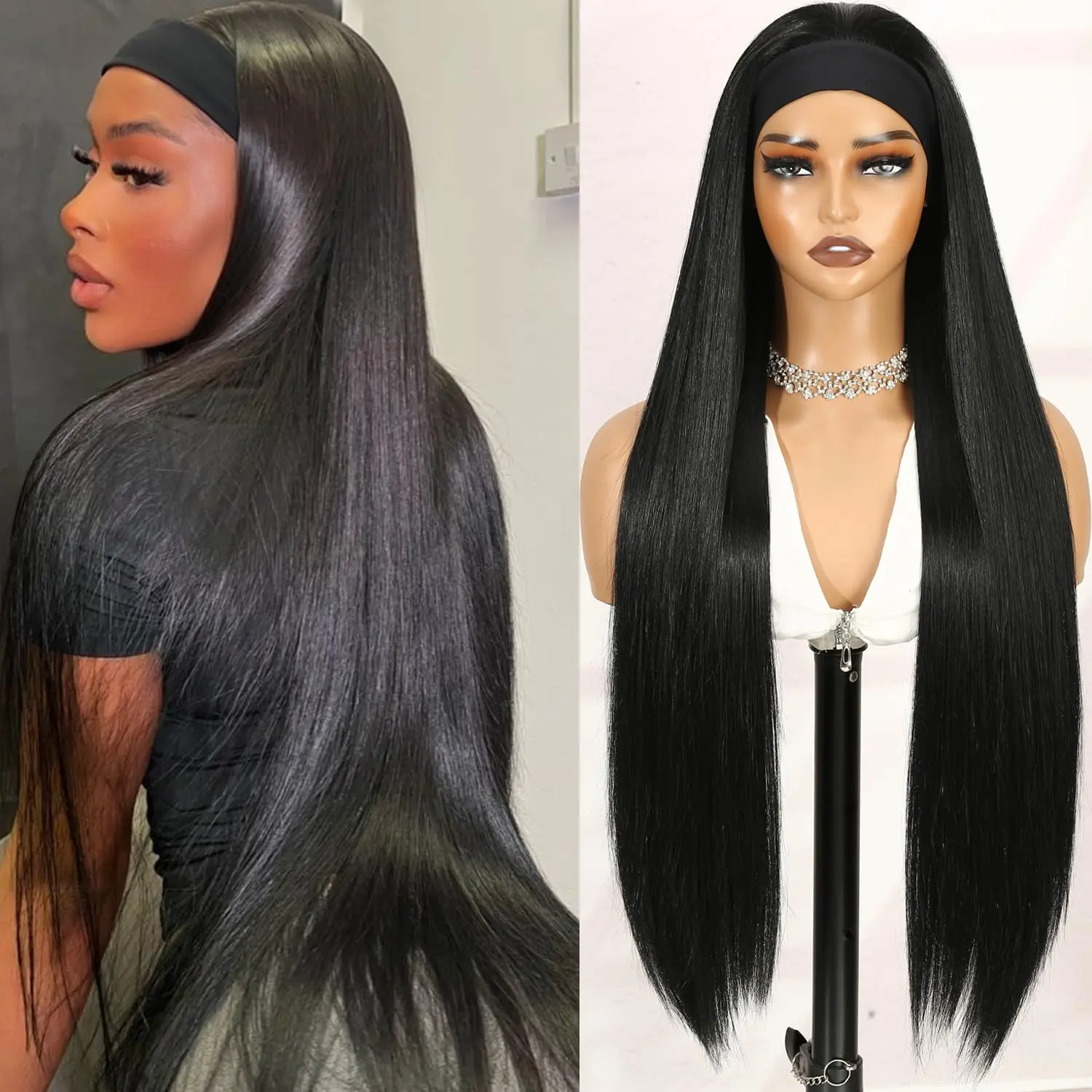 30 Inch Bone Straight Headband Wigs Human Hair For Black Women No Lace Black Straight Half Wig Hair Glueless Wigs Wear And GO 180% Density
30 Inch Bone Straight Headband Wigs Human Hair For Black Women No Lace Black Straight Half Wig Hair Glueless Wigs Wear And GO 180% Density