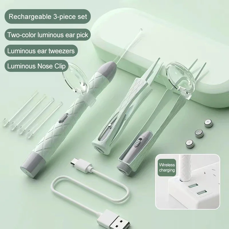 Luminous Ear Spoon Set Ear Wax Removal Cleaning Tweezers LED Light Earpick Nose Clip Children Adults Ear Care Tools Kit USBcharg
Luminous Ear Spoon Set Ear Wax Removal Cleaning Tweezers LED Light Earpick Nose Clip Children Adults Ear Care Tools Kit USBcharg