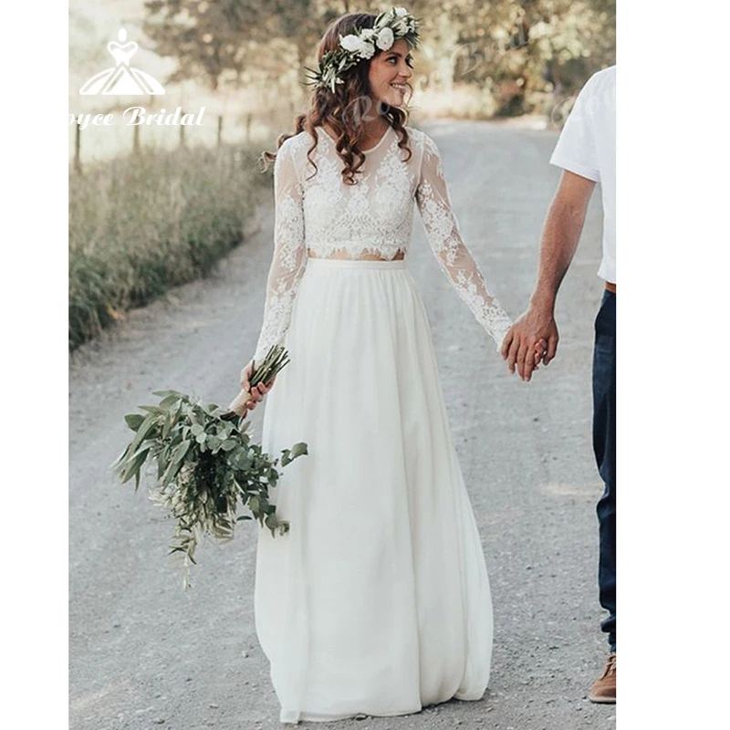 Two Pieces Boho A line Wedding Dress 2022 Chiffon Bridal Gown Full Cap Sleeve Sweep Button O-Neck Floor-Length Appliques Lace
Two Pieces Boho A line Wedding Dress 2022 Chiffon Bridal Gown Full Cap Sleeve Sweep Button O-Neck Floor-Length Appliques Lace