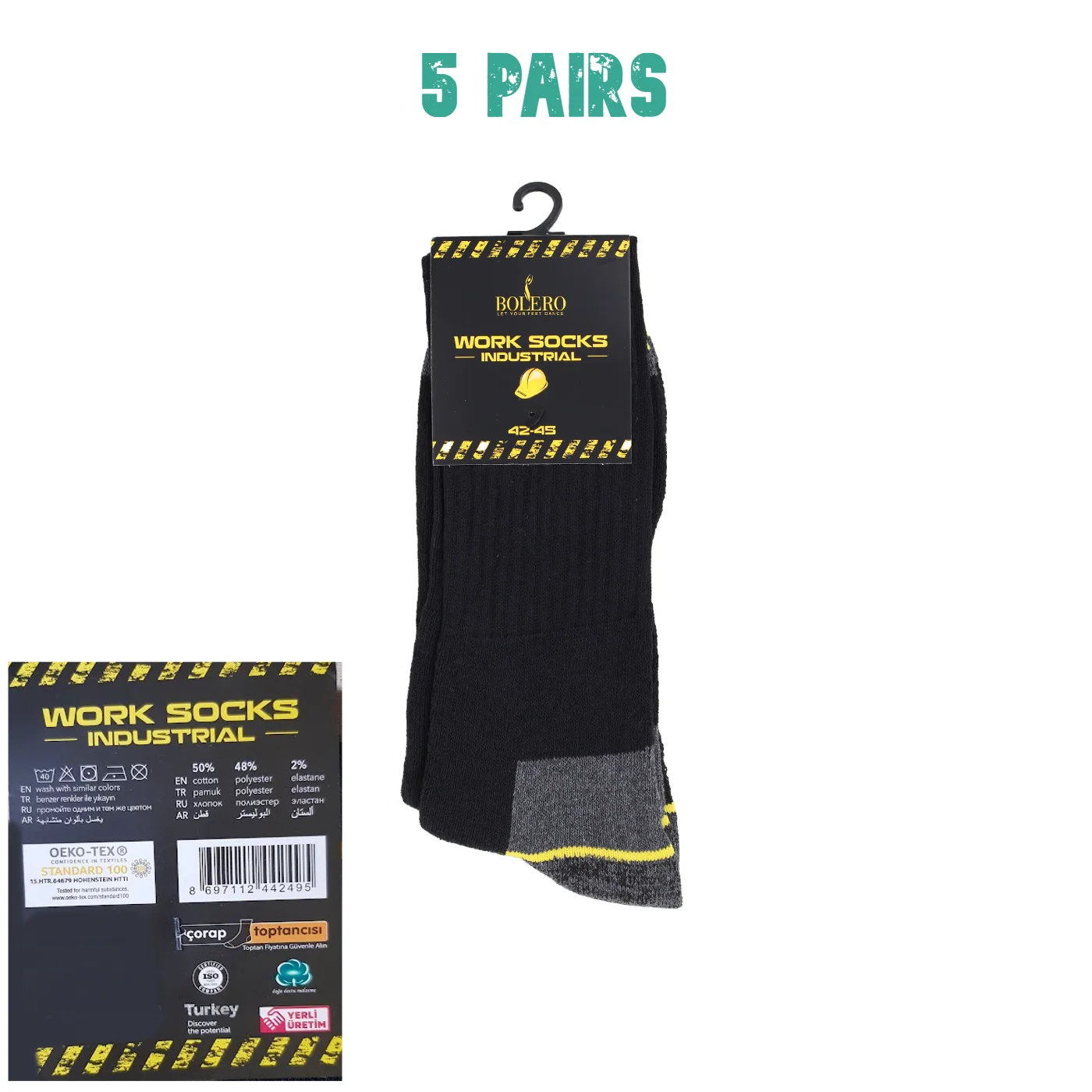 Five Pairs Bolero Men Work Socks Industrial Thick High Quality Cotton Elastane Winter Engineer Worker
Five Pairs Bolero Men Work Socks Industrial Thick High Quality Cotton Elastane Winter Engineer Worker