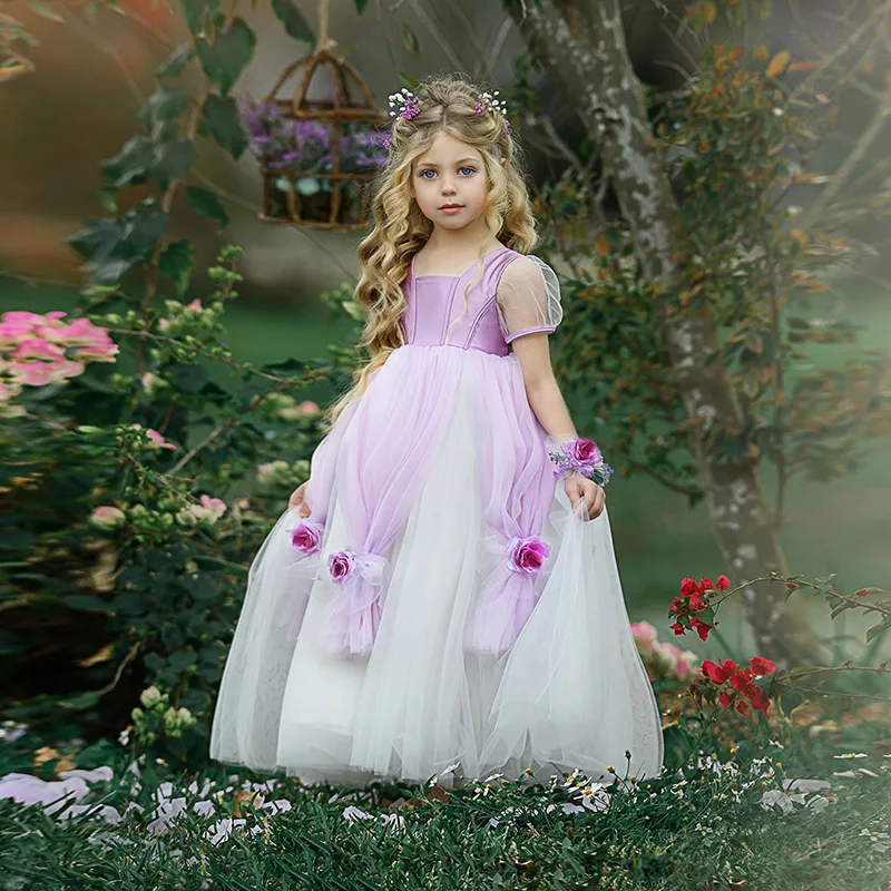 Flower Girl Dream Wedding Wine Red High-end Party Long Dress Girl Birthday Party Ceremony Ball Short-sleeved Dress vestido
Flower Girl Dream Wedding Wine Red High-end Party Long Dress Girl Birthday Party Ceremony Ball Short-sleeved Dress vestido
