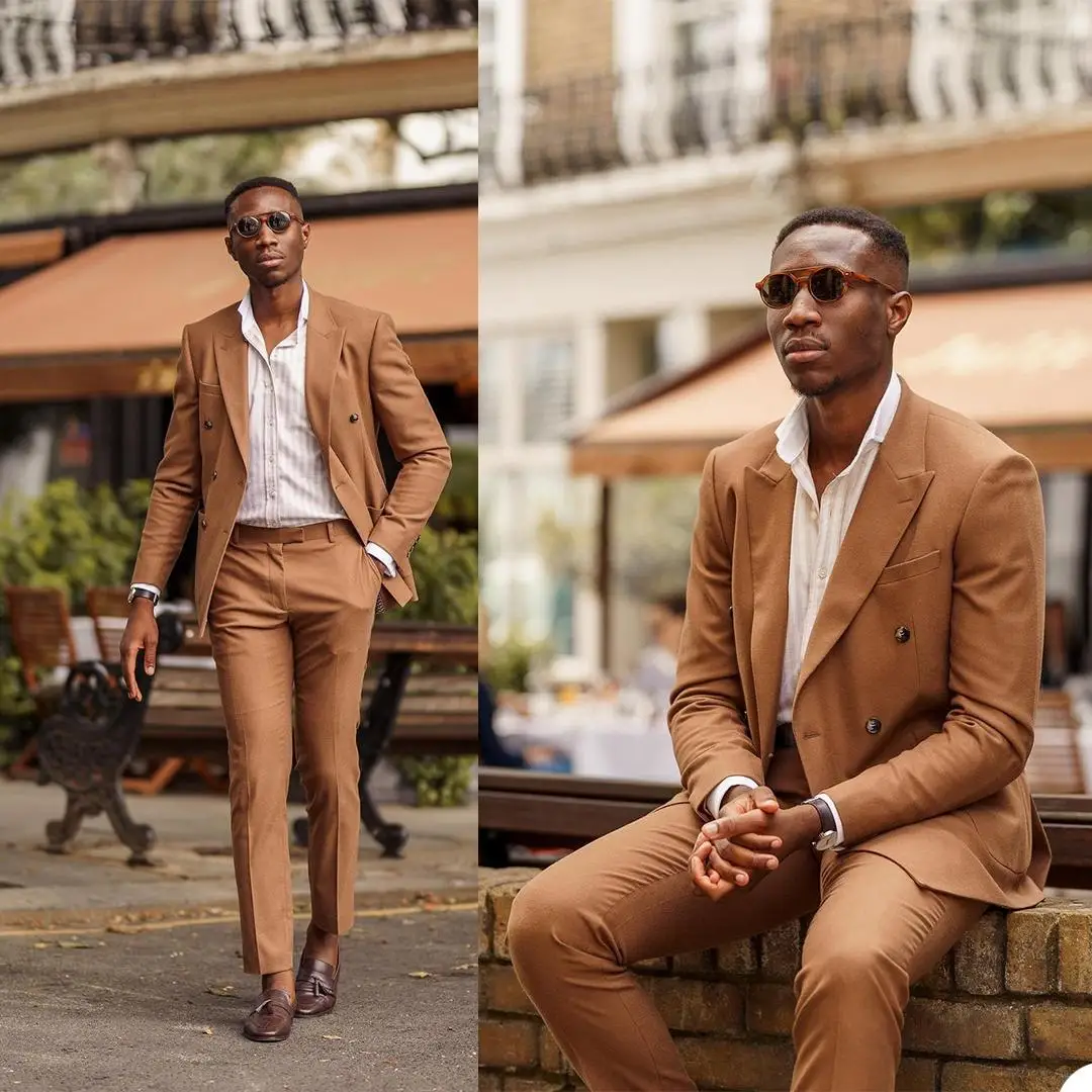 New Brown 2 Piece Men Suits Double Breasted Groomsmen Wedding Tuxedo Business Prom Party Blazer Set Costume Homme (Jacket+Pants)
New Brown 2 Piece Men Suits Double Breasted Groomsmen Wedding Tuxedo Business Prom Party Blazer Set Costume Homme (Jacket+Pants)
