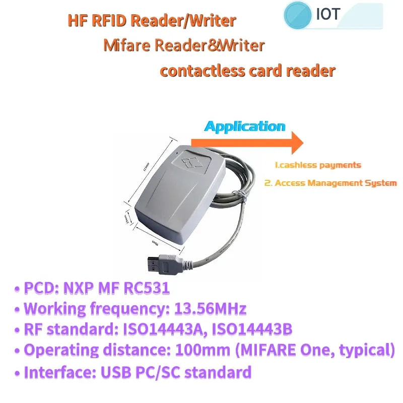 Buy HF Rfid Mifare smartcard reader with best price which have USB PC/SC interface which support RF standard SO14443A ISO14443B
Buy HF Rfid Mifare smartcard reader with best price which have USB PC/SC interface which support RF standard SO14443A ISO14443B
