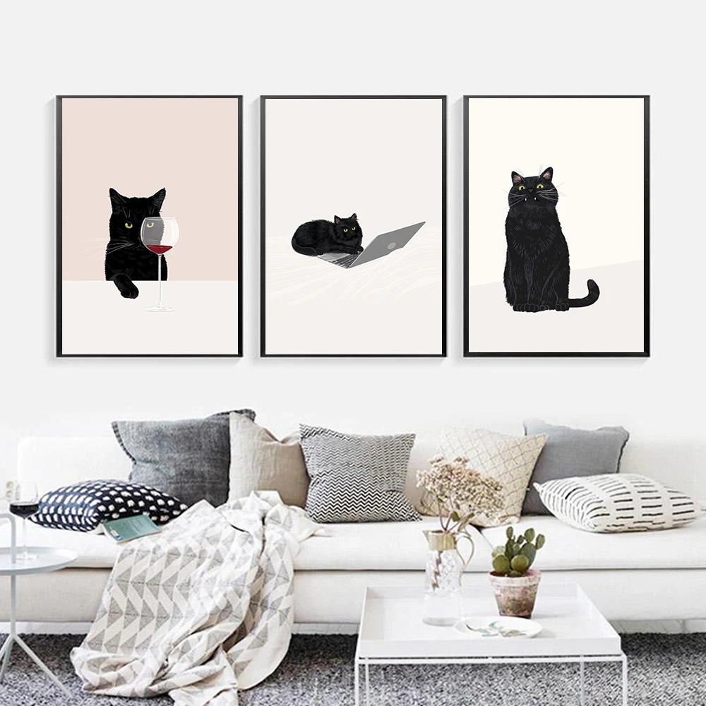Funny Work Black Cat Wine Animal Poster Canvas Painting Wall Art Print Aesthetic Pictures for Living Room Interior Home Decor
Funny Work Black Cat Wine Animal Poster Canvas Painting Wall Art Print Aesthetic Pictures for Living Room Interior Home Decor
