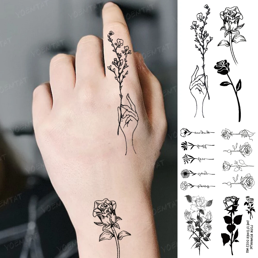 3D Water Transfer Tattoo Sticker Finger Line Cute Rose Peony Black Cool Temporary Tatto Flash Body Art Fake Tatoo Man Woman Kid
3D Water Transfer Tattoo Sticker Finger Line Cute Rose Peony Black Cool Temporary Tatto Flash Body Art Fake Tatoo Man Woman Kid