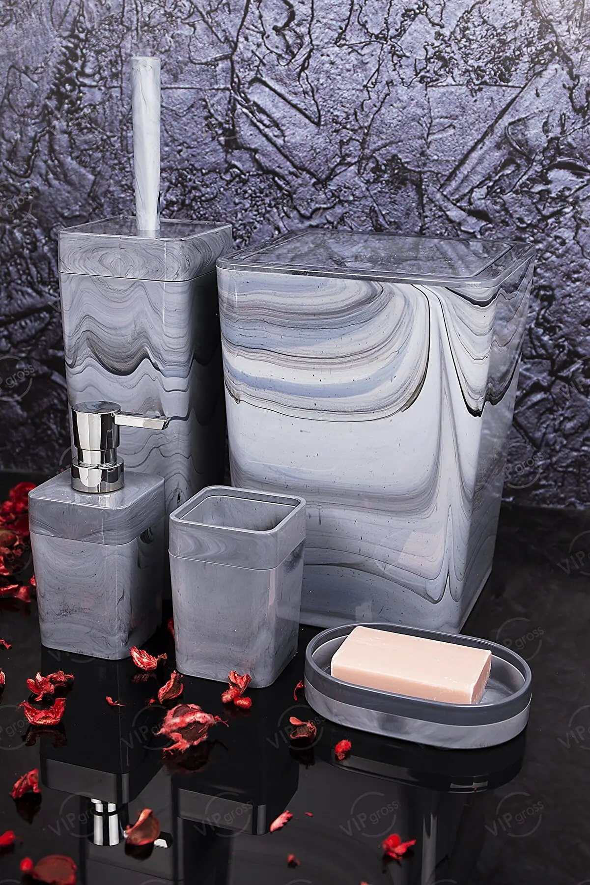 Bathroom Set Marble Pattern 5 Pieces Toothbrush Holder Liquid Soap Dispenser Hand Soap Dispenser Toilet Brush Trash can
Bathroom Set Marble Pattern 5 Pieces Toothbrush Holder Liquid Soap Dispenser Hand Soap Dispenser Toilet Brush Trash can