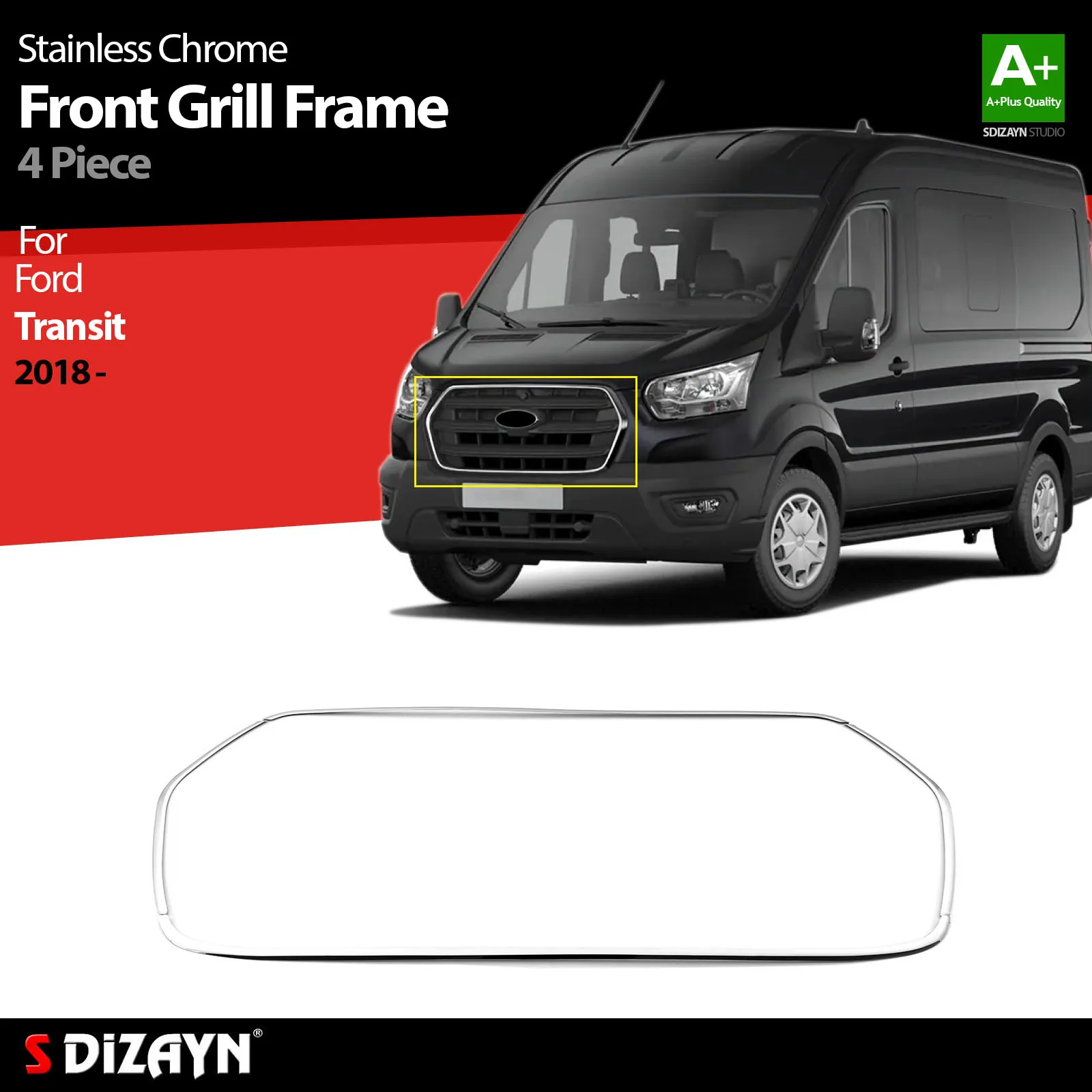 S Dizayn For Ford Transit Chrome Front Grill Stainless Steel 4 Pcs High Quality Exterior Car Accessories Parts Auto Products
S Dizayn For Ford Transit Chrome Front Grill Stainless Steel 4 Pcs High Quality Exterior Car Accessories Parts Auto Products