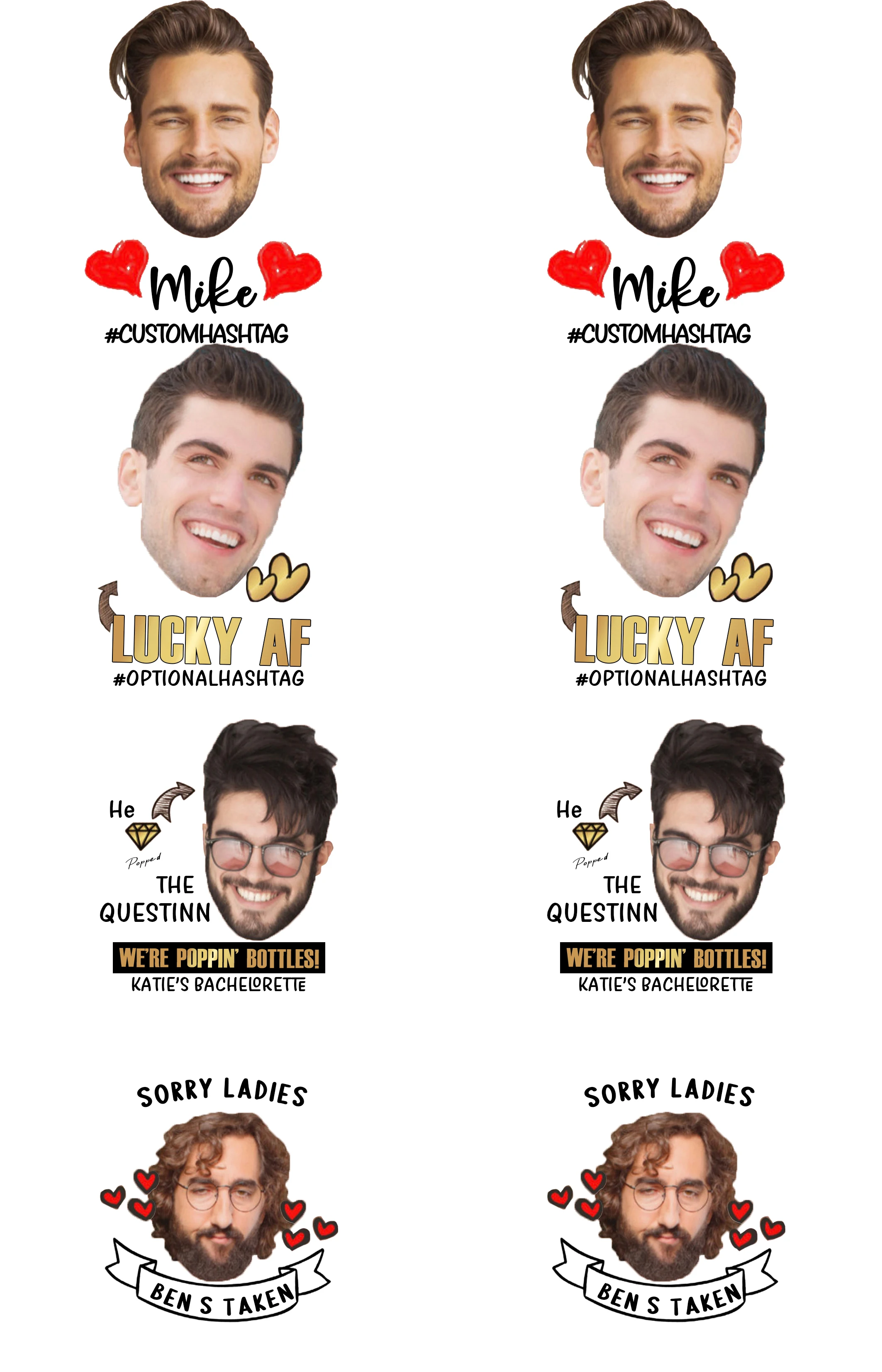8 Pcs 5*5cm Custom Personalized Tattoos Stickers Photo Names Waterproof Temporary Face Body Tattoo Bachelorette Favors
8 Pcs 5*5cm Custom Personalized Tattoos Stickers Photo Names Waterproof Temporary Face Body Tattoo Bachelorette Favors