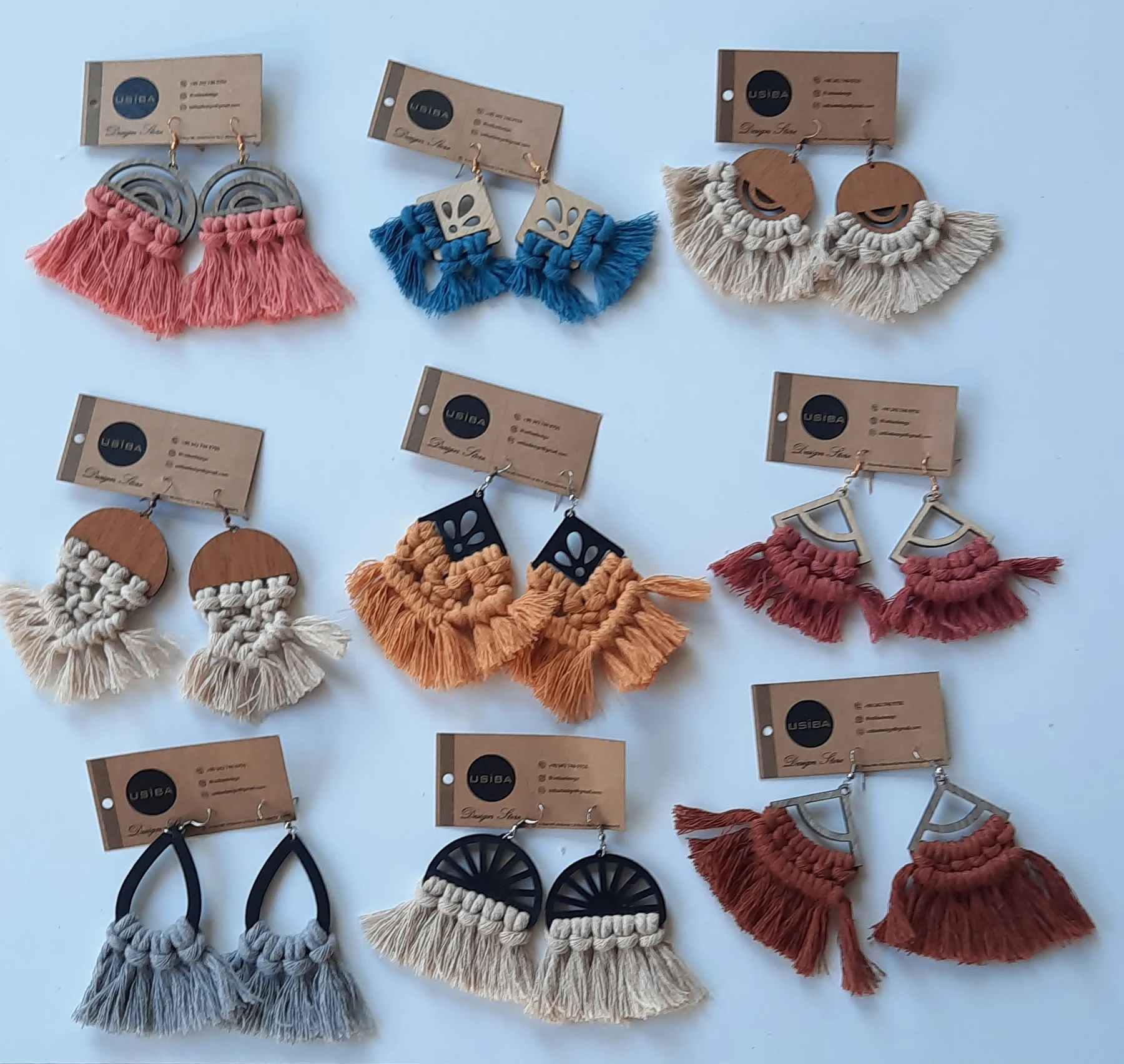 5 Sets Macrame Earrings Handmade Bohemian Ethnic New Design Thread Feather Fringe Women Accessories Fashion %100 Cotton Wood
5 Sets Macrame Earrings Handmade Bohemian Ethnic New Design Thread Feather Fringe Women Accessories Fashion %100 Cotton Wood