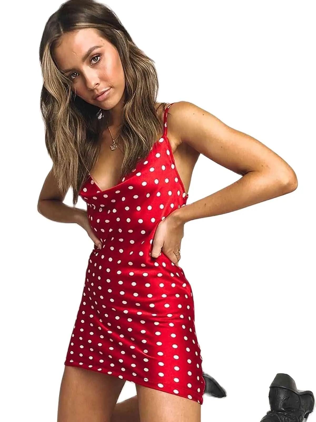 Women's Satin Polka Dot Mini Dress Red sexy dress high quality satin dress polka dot outfit
Women's Satin Polka Dot Mini Dress Red sexy dress high quality satin dress polka dot outfit