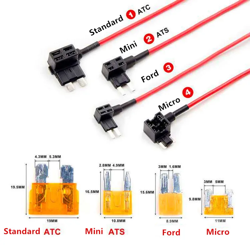 12V Fuse Holder Add-a-circuit TAP Adapter Micro Mini Standard Ford ATM APM Blade Auto Fuse with 10A Blade Car Fuse with holder
12V Fuse Holder Add-a-circuit TAP Adapter Micro Mini Standard Ford ATM APM Blade Auto Fuse with 10A Blade Car Fuse with holder