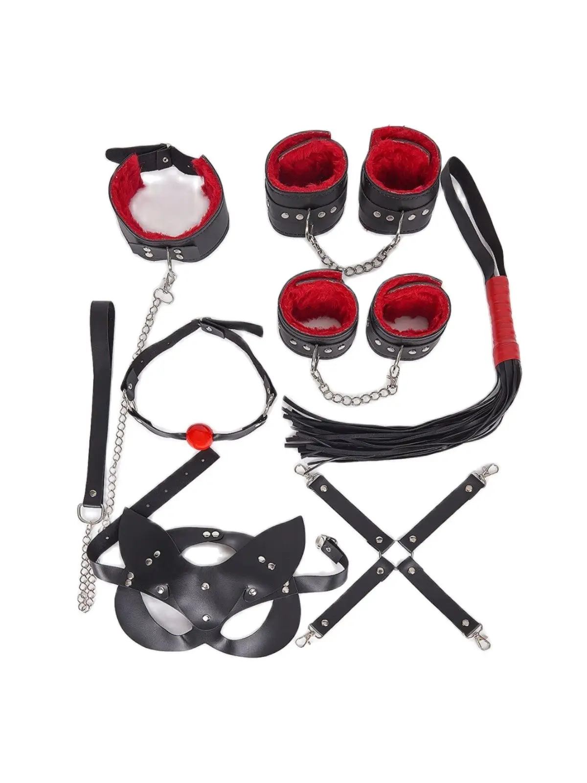 Black Red Fancy Handcuffs Whip Set 7 Piece Mouth Ball Cat Mask Zincirli Leash Seksi Fancy Products
Black Red Fancy Handcuffs Whip Set 7 Piece Mouth Ball Cat Mask Zincirli Leash Seksi Fancy Products