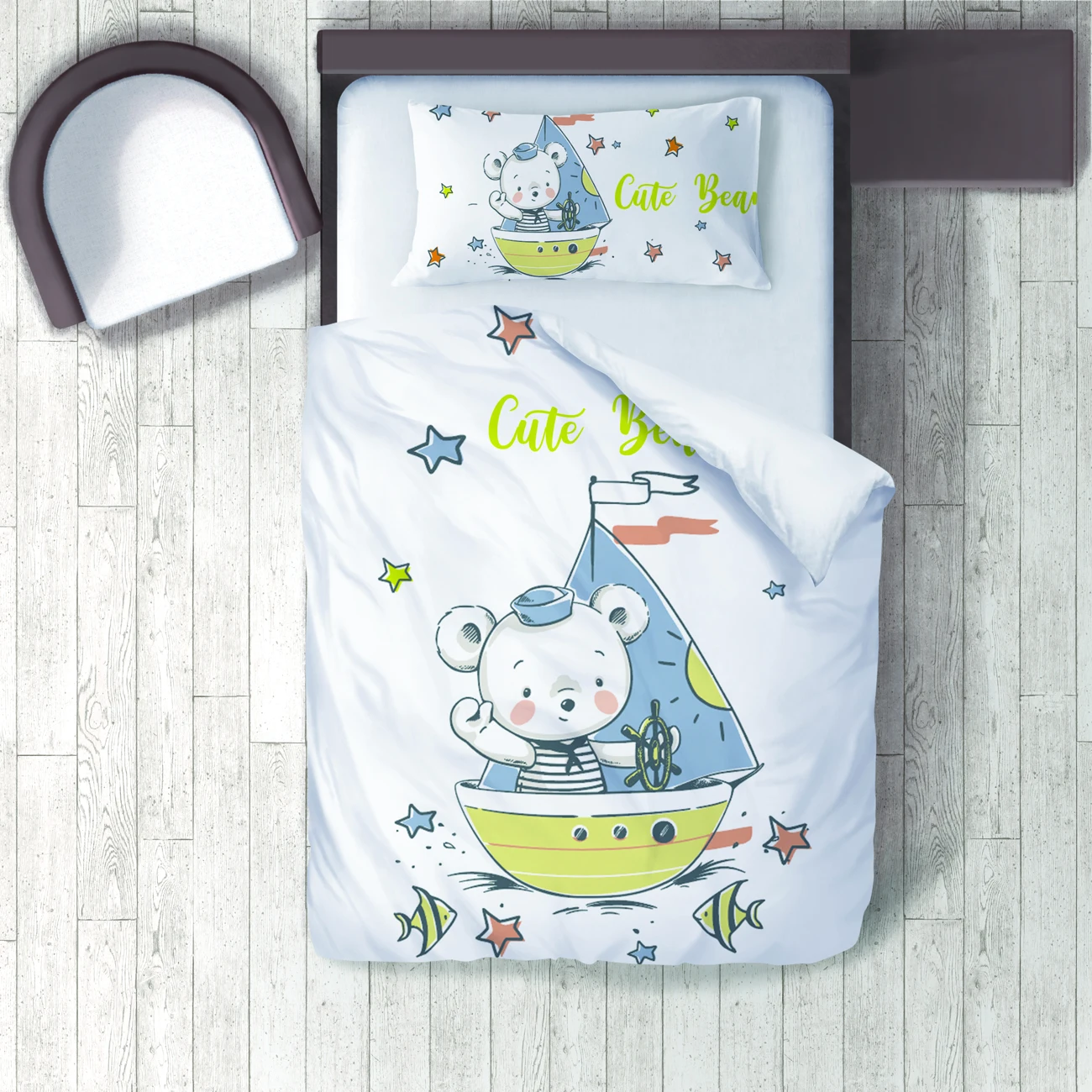 Duvet Cover Set Bedding Set Pillow Case for Baby and Kids Room 3D Printed Cute Bear Yellow Fish Stars White model 031
Duvet Cover Set Bedding Set Pillow Case for Baby and Kids Room 3D Printed Cute Bear Yellow Fish Stars White model 031