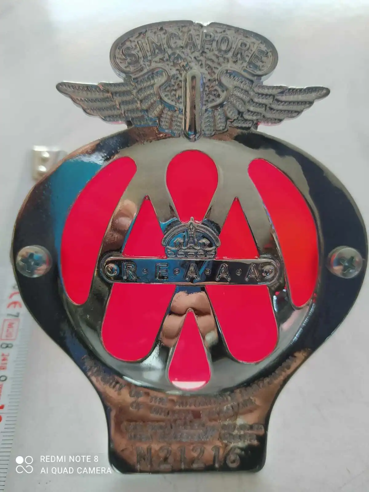 CLASSIC AA CAR BADGE SERIAL NUMBER N21216 IN GREAT CONDITION AS PER PHOTO X2 PCS
CLASSIC AA CAR BADGE SERIAL NUMBER N21216 IN GREAT CONDITION AS PER PHOTO X2 PCS