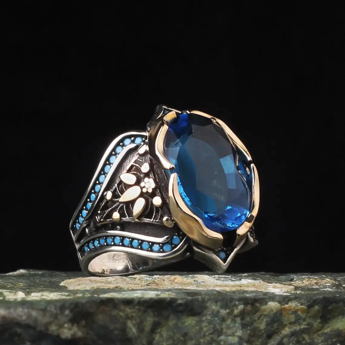 925 Sterling Silver Mens Ring Blue Topaz GemStone Handmade Men Silver Ring, Engraved Turkish Silver Ring
925 Sterling Silver Mens Ring Blue Topaz GemStone Handmade Men Silver Ring, Engraved Turkish Silver Ring
