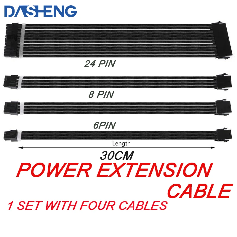 1 Set 30cm ATX Basic Power Extension Cable Kit 18 AWG 6 Pin 8 Pin 24 Pin Sleeving Power Supply Cables Computer Cord
1 Set 30cm ATX Basic Power Extension Cable Kit 18 AWG 6 Pin 8 Pin 24 Pin Sleeving Power Supply Cables Computer Cord