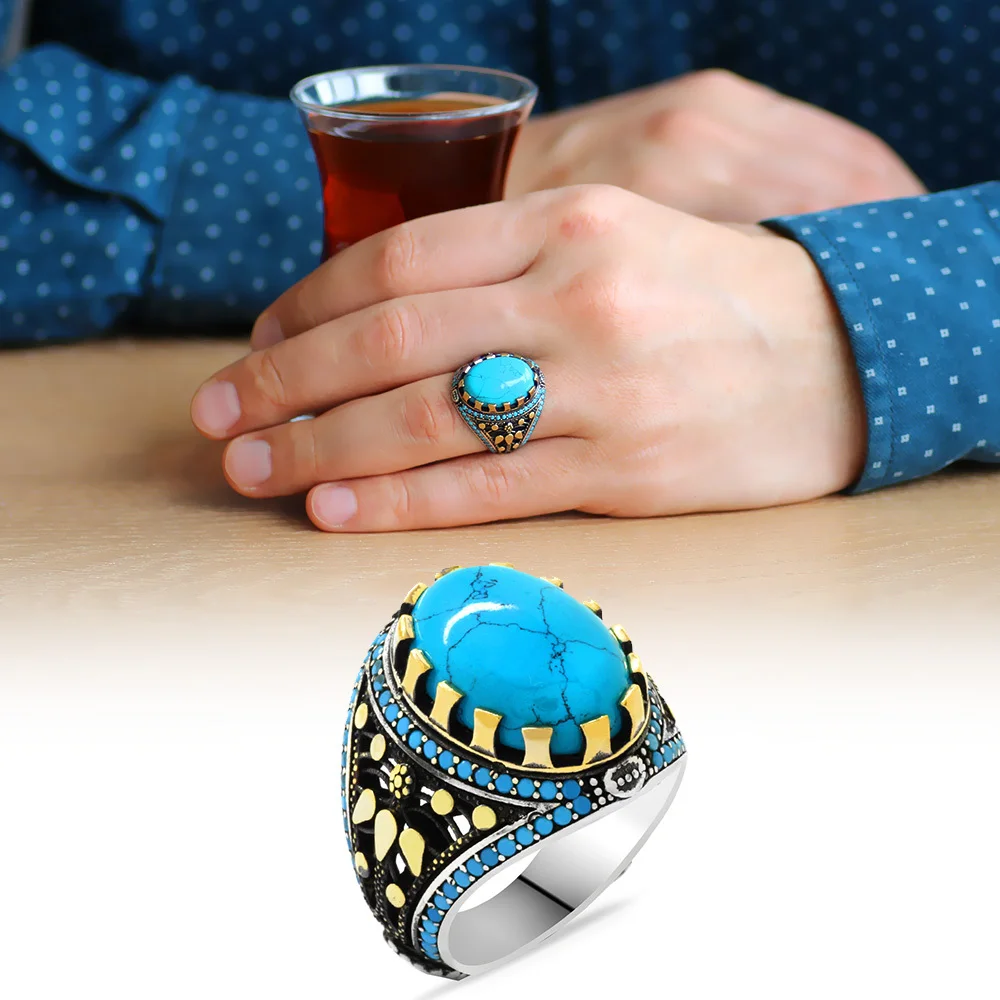 925 Sterling Silver Ring for Men Turquoise Stone, Jewelry Fashion Vintage Gift Onyx Aqeq Mens Rings All Size
925 Sterling Silver Ring for Men Turquoise Stone, Jewelry Fashion Vintage Gift Onyx Aqeq Mens Rings All Size