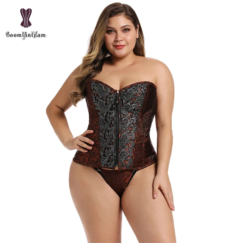 Front Zipper Floral Corset Bustier Steam Punk Gothic Korsett Women Sexy Shape Top With Thong
Front Zipper Floral Corset Bustier Steam Punk Gothic Korsett Women Sexy Shape Top With Thong