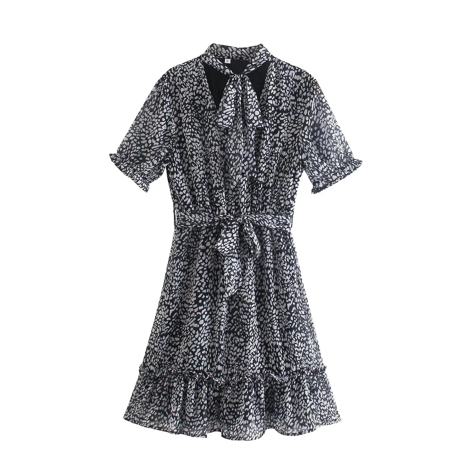 2023 Spring european and American women’s Fashion Chiffon animal print short sleeve lace dress
2023 Spring european and American women’s Fashion Chiffon animal print short sleeve lace dress