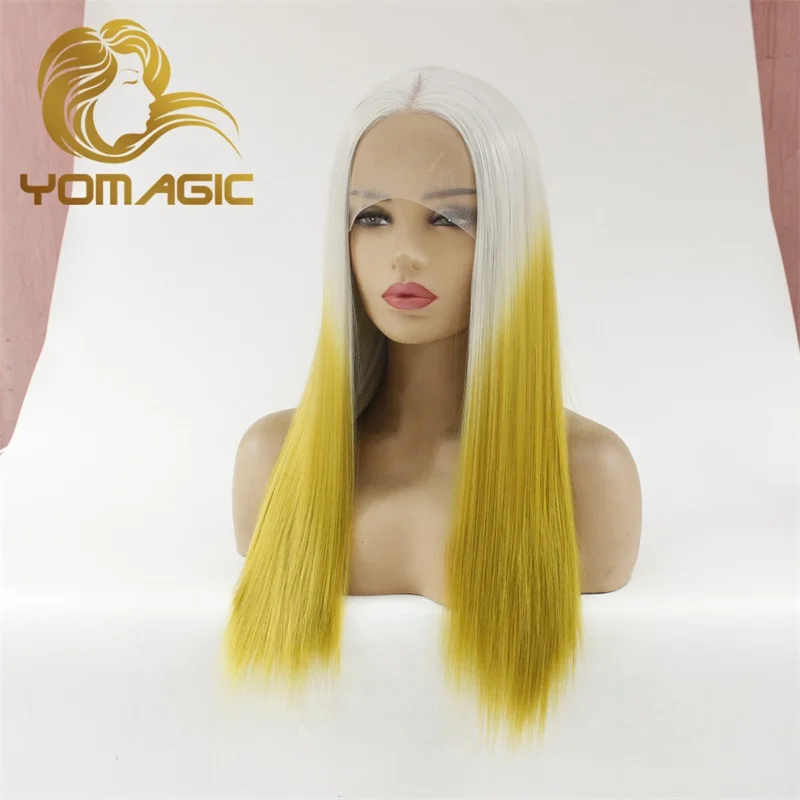 Yomagic Ombre White Yellow 13X3 Synthetic Lace Front Wig With Baby Hair Wave Pre Plucked Women's Wigs For Daily Use
Yomagic Ombre White Yellow 13X3 Synthetic Lace Front Wig With Baby Hair Wave Pre Plucked Women's Wigs For Daily Use