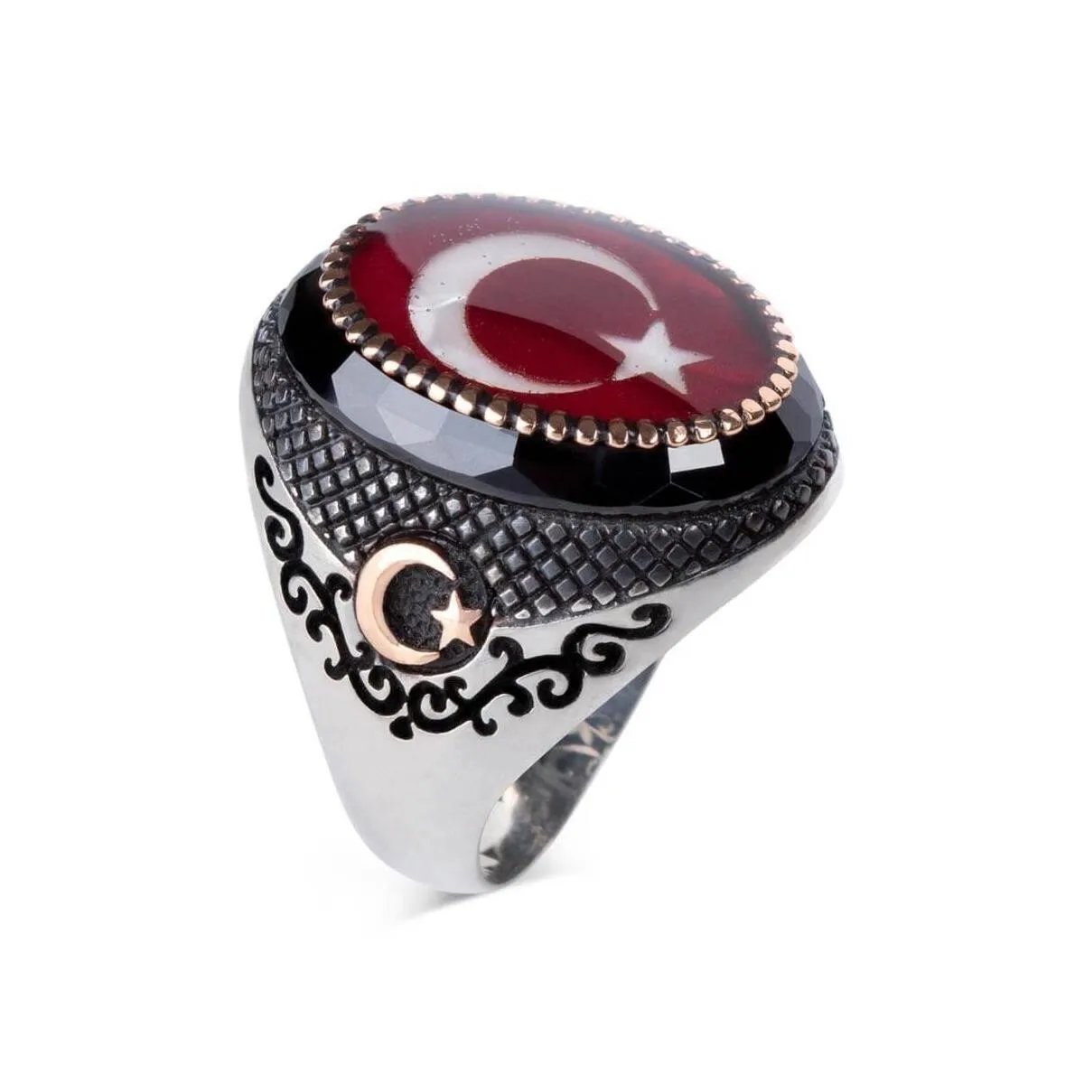 925 Sterling Silver Enamel With English Flag Crescent And Star Symbol Men's Ring Exclusive Chic Accessory for Men Special Ring
925 Sterling Silver Enamel With English Flag Crescent And Star Symbol Men's Ring Exclusive Chic Accessory for Men Special Ring