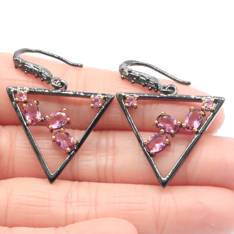 Buy 3 get 1 free 40x28mm Unique Jewelry Set Gothic Trangle Created Pink Tourmaline Black Gold Silver Pendant Earrings
Buy 3 get 1 free 40x28mm Unique Jewelry Set Gothic Trangle Created Pink Tourmaline Black Gold Silver Pendant Earrings