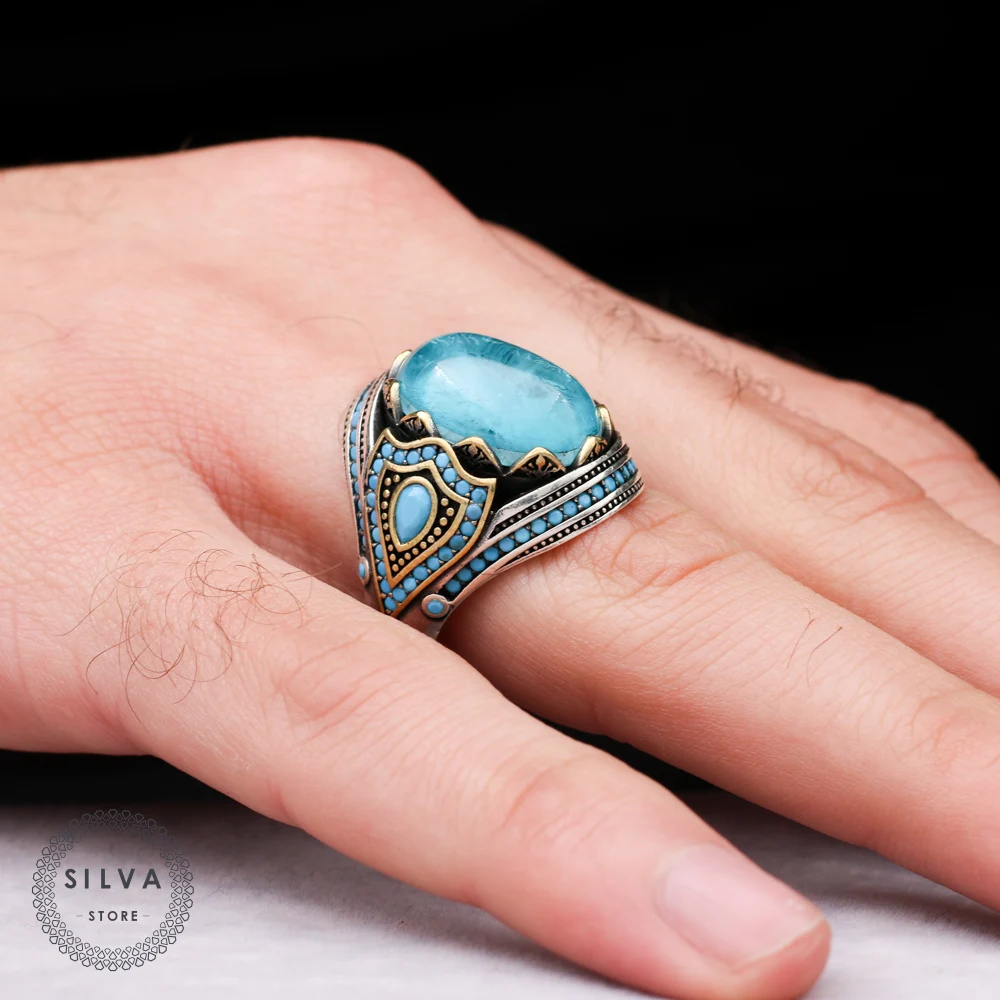 Original 925 Silver Men's ring With Paraiba Stone. Men's Jewelry Stamped With Silver Stamp 925 All Sizes Are Available
Original 925 Silver Men's ring With Paraiba Stone. Men's Jewelry Stamped With Silver Stamp 925 All Sizes Are Available