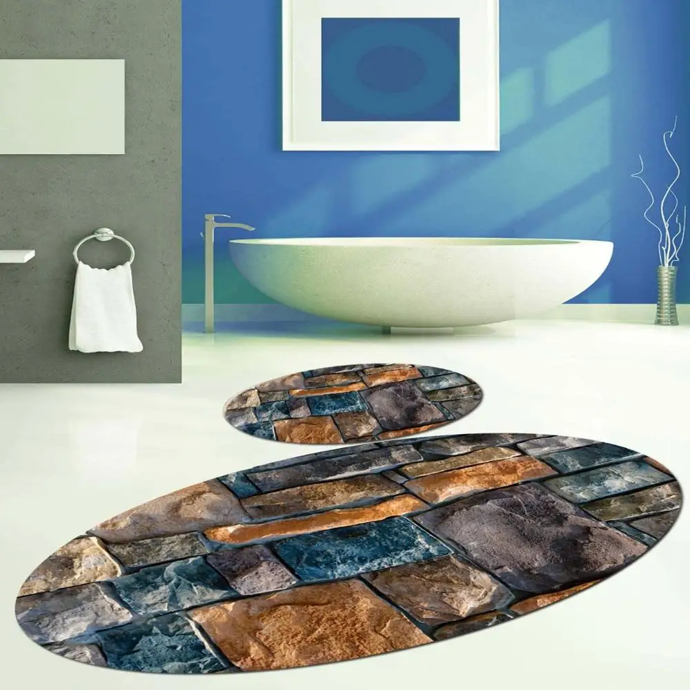 Else Blue Brown Stone Wall Brick 2 Pcs 3d Pattern Print Bath Mats Anti Slip Soft Washable Bathroom Mat Toilet Rugs
Else Blue Brown Stone Wall Brick 2 Pcs 3d Pattern Print Bath Mats Anti Slip Soft Washable Bathroom Mat Toilet Rugs