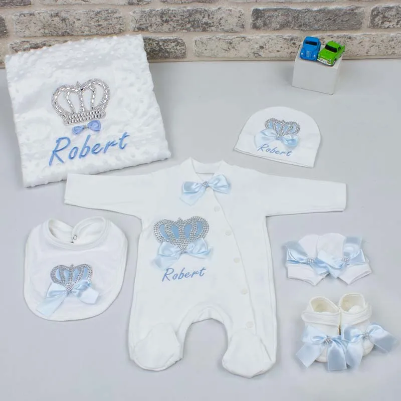 Baby Boy Personalized Suit Newborn Rompers Blanket Name Embroidered Babies Girl Male Toddler Clothes 6pcs Set's Clothing Outfit
Baby Boy Personalized Suit Newborn Rompers Blanket Name Embroidered Babies Girl Male Toddler Clothes 6pcs Set's Clothing Outfit