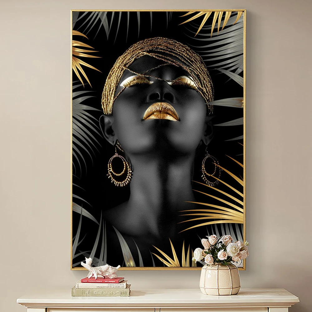 Portrait Figure Painting Mural Black Africa Woman Golden Branch Leaves Canvas Posters And Print Wall Art Picture for Living Room
Portrait Figure Painting Mural Black Africa Woman Golden Branch Leaves Canvas Posters And Print Wall Art Picture for Living Room