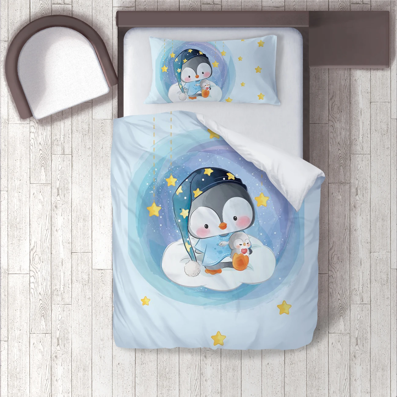 Duvet Cover Set Bedding Set Pillow Case for Baby and Kids Room 3D Printed Blue Yellow Penguin Hat Stars Model 1359
Duvet Cover Set Bedding Set Pillow Case for Baby and Kids Room 3D Printed Blue Yellow Penguin Hat Stars Model 1359