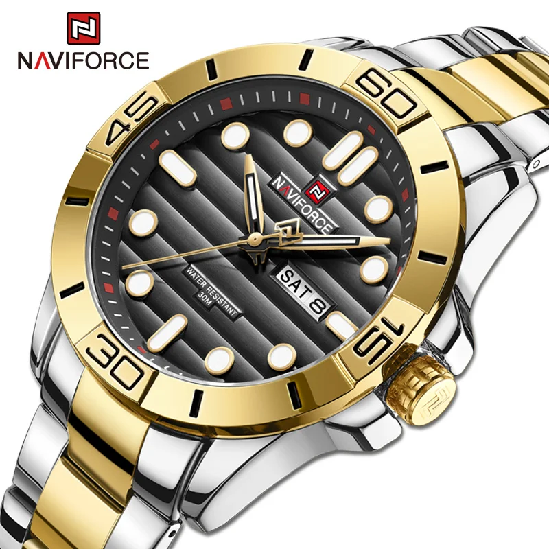 NAVIFORCE Men‘s Watches Fashion Original Stainless Steel Luminous Wrist Watches Men Quartz Bracelet Waterproof Relogio Masculino
NAVIFORCE Men‘s Watches Fashion Original Stainless Steel Luminous Wrist Watches Men Quartz Bracelet Waterproof Relogio Masculino