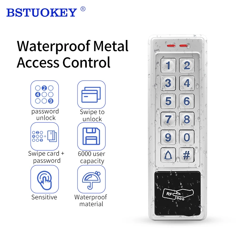 125Khz RFID Access Control Keypad EM Card Reader Door Access Control System Door Lock Opener Keyboard System Waterproof Wiegand
125Khz RFID Access Control Keypad EM Card Reader Door Access Control System Door Lock Opener Keyboard System Waterproof Wiegand
