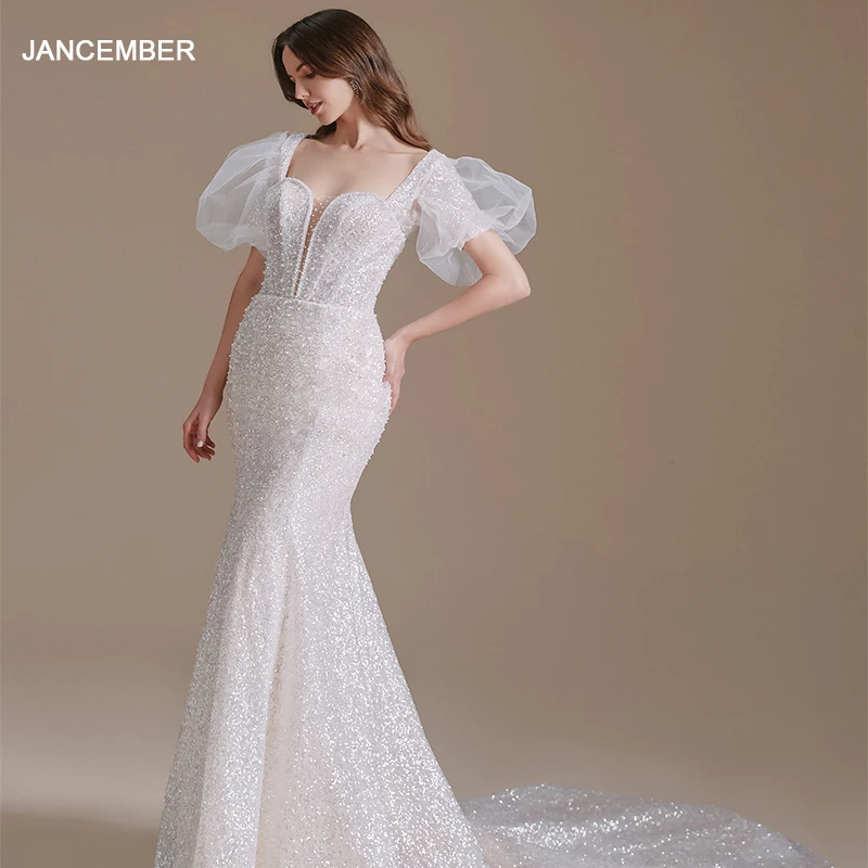 QW01222 Beading Sequined Civil Bride Dress Shortsleeve Wedding Dresses Lace Up Mermaid Wedding Cocktail Dress robe soiree femme
QW01222 Beading Sequined Civil Bride Dress Shortsleeve Wedding Dresses Lace Up Mermaid Wedding Cocktail Dress robe soiree femme