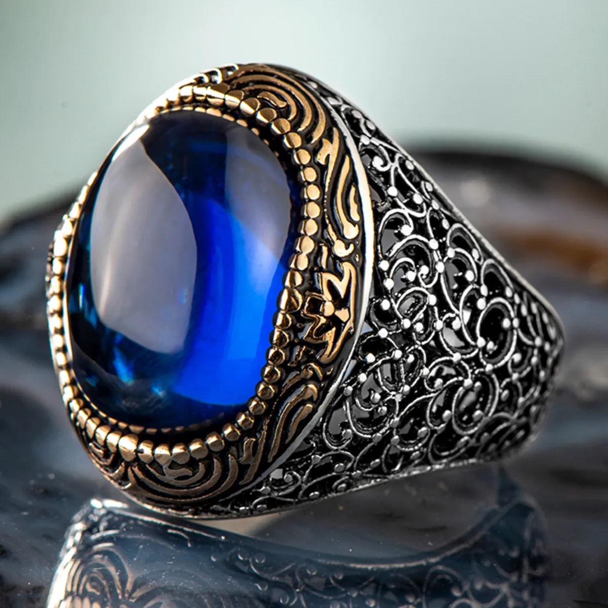 925 Sterling Silver Blue Stone Big Men's Ring Exclusive Accessory Special Ring for Men Made in Turkey
925 Sterling Silver Blue Stone Big Men's Ring Exclusive Accessory Special Ring for Men Made in Turkey