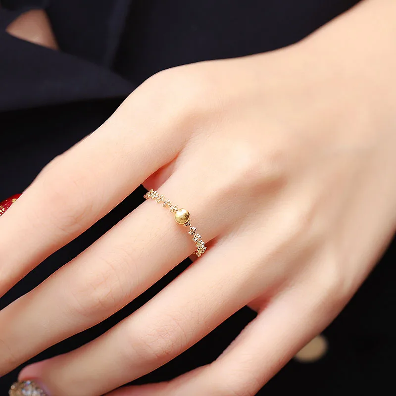 Pure 18K Yellow Gold Ring AU750 Gold 4mm Ball Chain Link Ring Can adjustable Size
Pure 18K Yellow Gold Ring AU750 Gold 4mm Ball Chain Link Ring Can adjustable Size