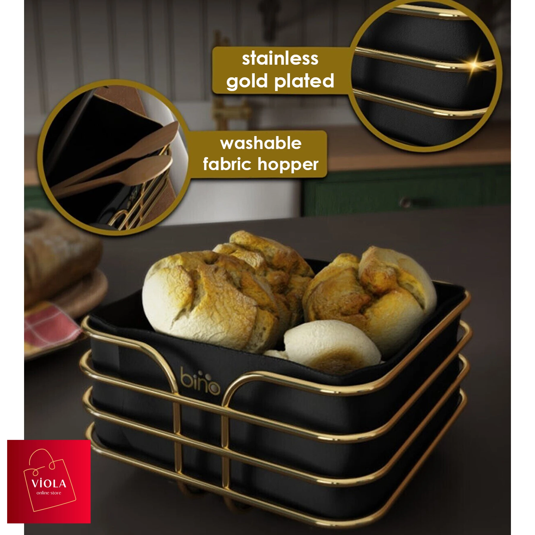 High Quality Bread Basket Multi-Purpose Metal Box Luxury Gold Stainless Basket Black Fabric Home Kitchen Accessory Design
High Quality Bread Basket Multi-Purpose Metal Box Luxury Gold Stainless Basket Black Fabric Home Kitchen Accessory Design