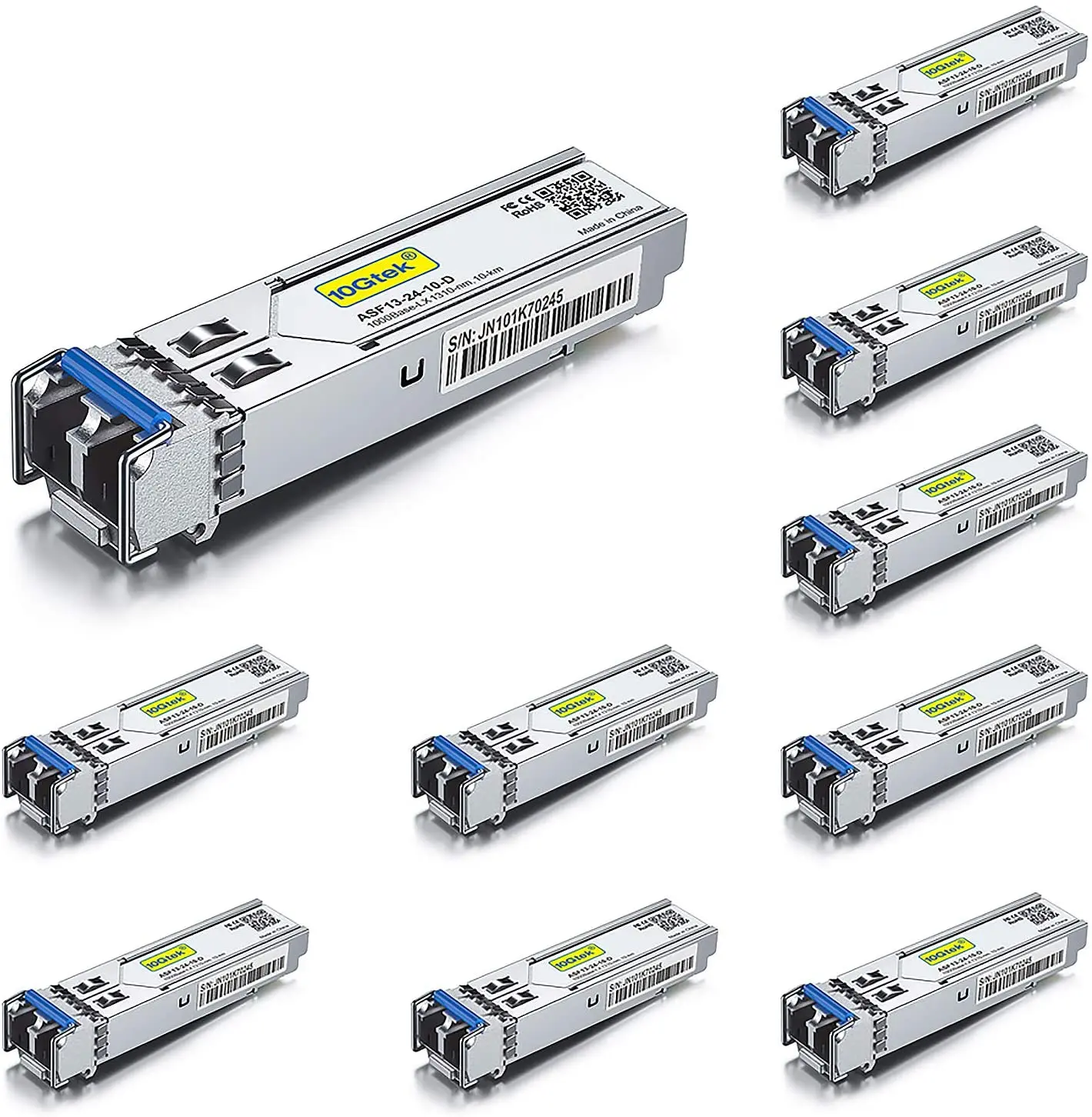 10 упаковок 1,25G SMF SFP трансивер SFP LX 10 км, Dual LC, для Cisco, Ubiquiti, Mikrotik, Netgear, Arista, Juniper, Extreme etd.
10 упаковок 1,25G SMF SFP трансивер SFP LX 10 км, Dual LC, для Cisco, Ubiquiti, Mikrotik, Netgear, Arista, Juniper, Extreme etd.
